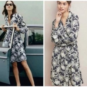 Anthropologie 34 of 52 Conversations Colloquial Faces Shirt Dress Size 8